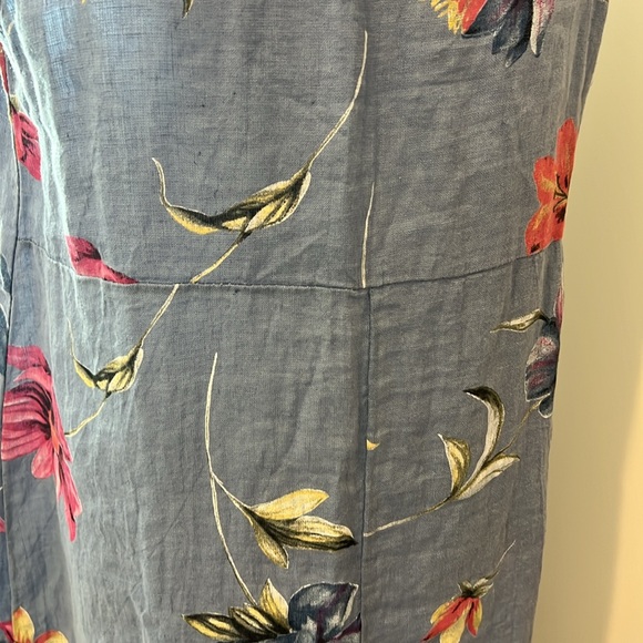 100%‎ Linen Floral Midi dress size M 8 10 Made In Italy Beach CottageCore cruise - Picture 9 of 16